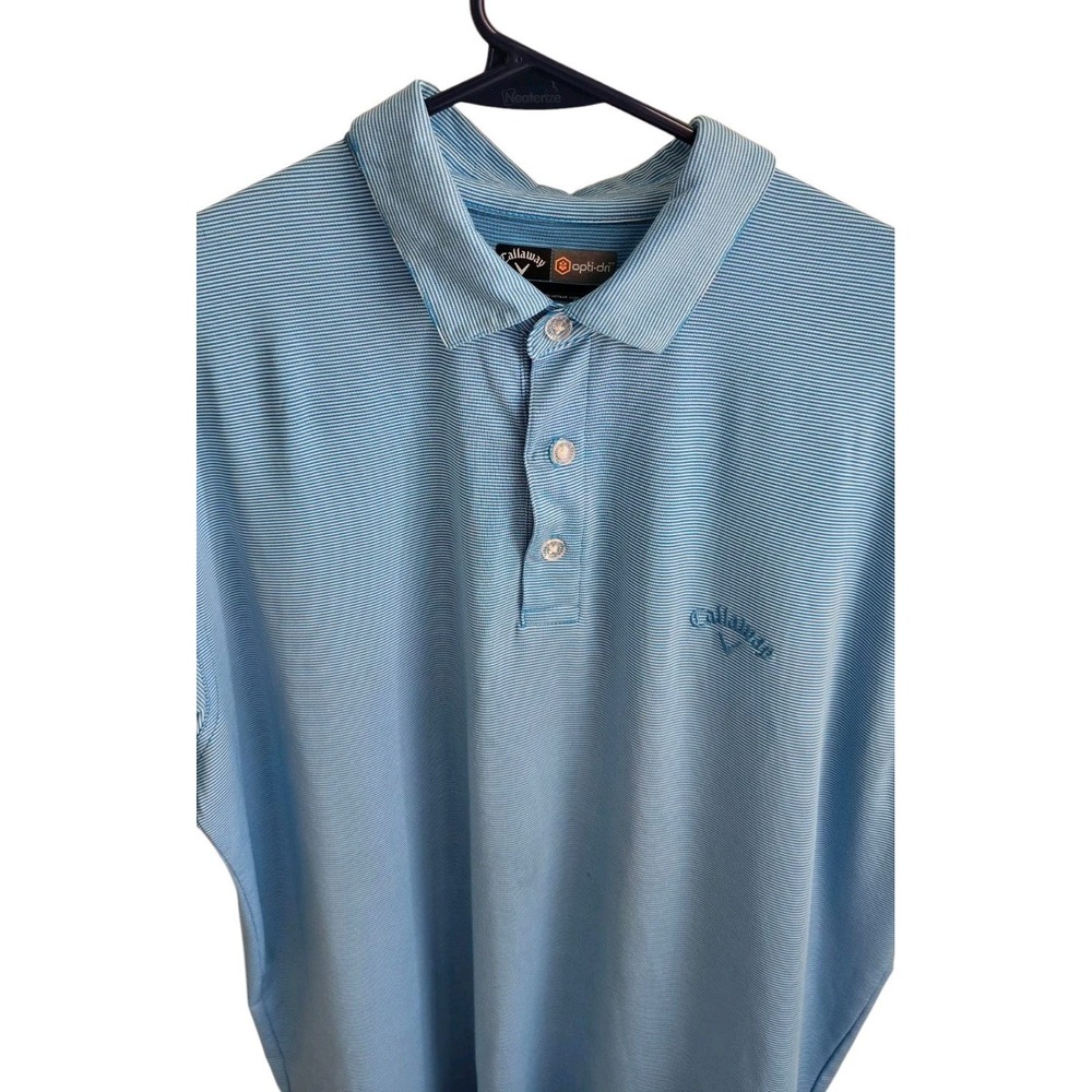 Callaway Golf Polo Shirt Blue Striped Mens Size L‎ short sleeve #026